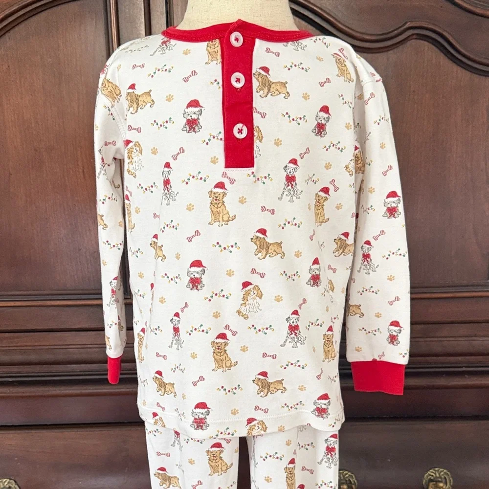La Luna Christmas Dog Pajamas 4T Pima Cotton Holiday PJ Set Kids 2 Piece